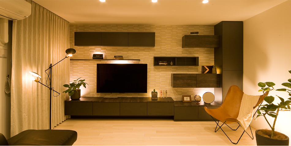 関節照明がおしゃれなリビング